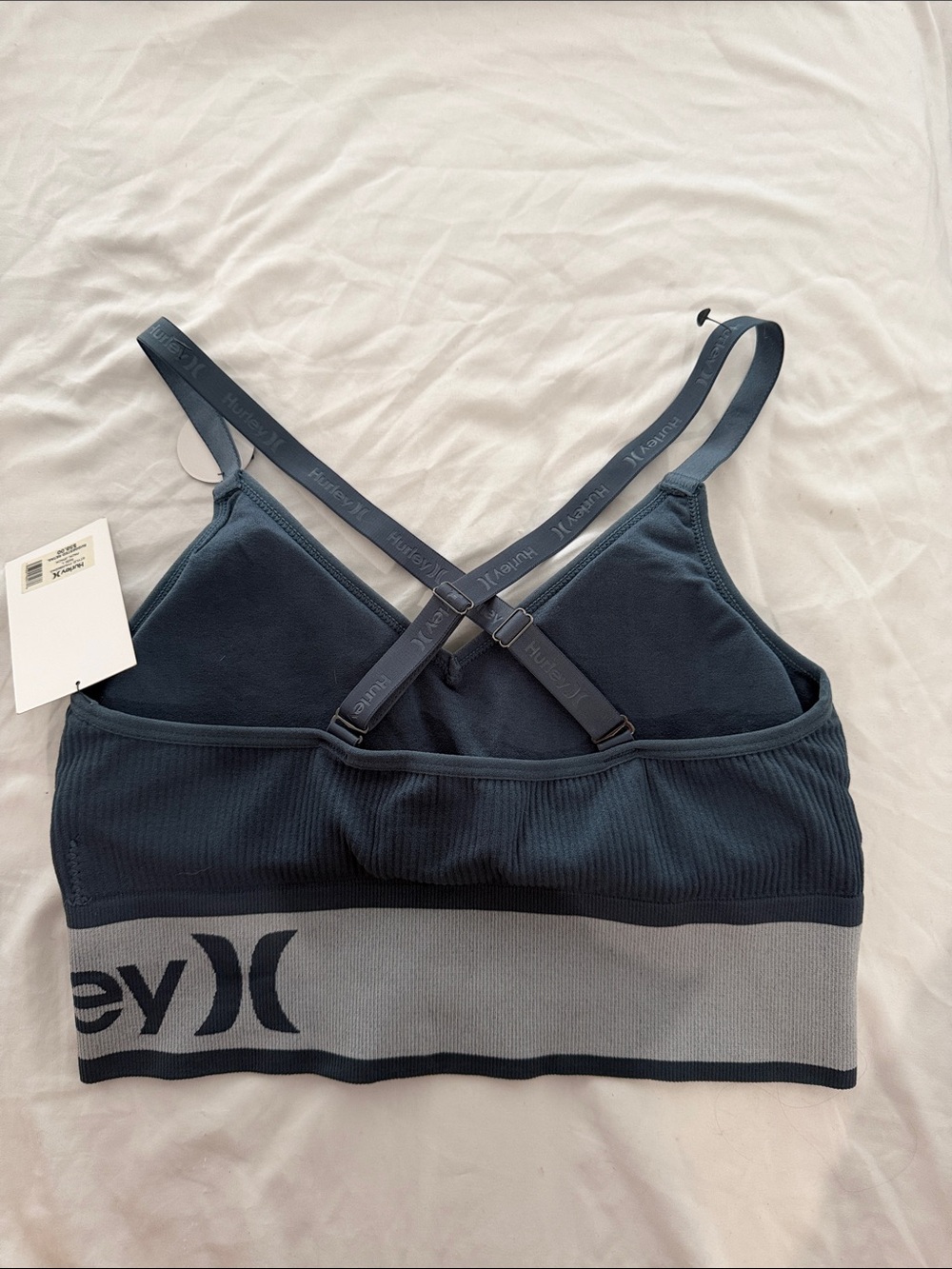 Bundle of 4 Hurley Blue Ribbed Sports Bralette with Logo Band - Picture 2 of 3